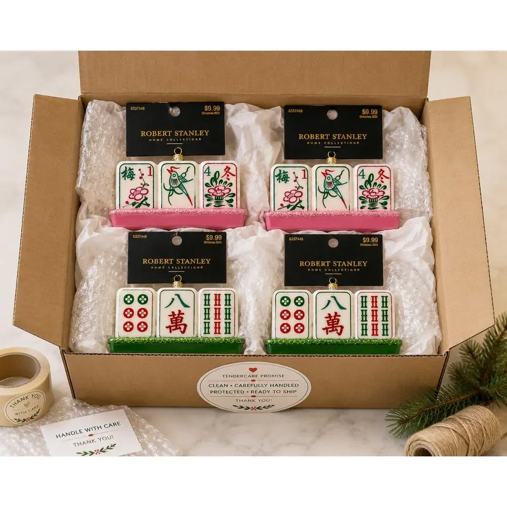Robert Stanley Mahjong Christmas Ornaments Set 4 NWT